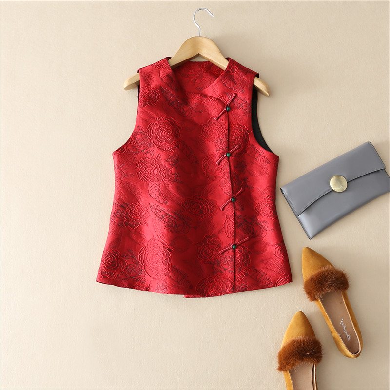 坎肩背心红色短款马夹