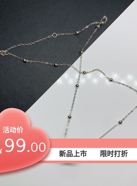 通体S925纯银十字间3mm珠转运珠项链 媲美和田玉韩玉路路通吊坠