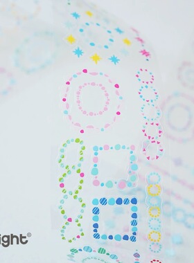 浮光分装 nnight 多彩框框 手绘风彩色点缀圈圈 手帐模切贴