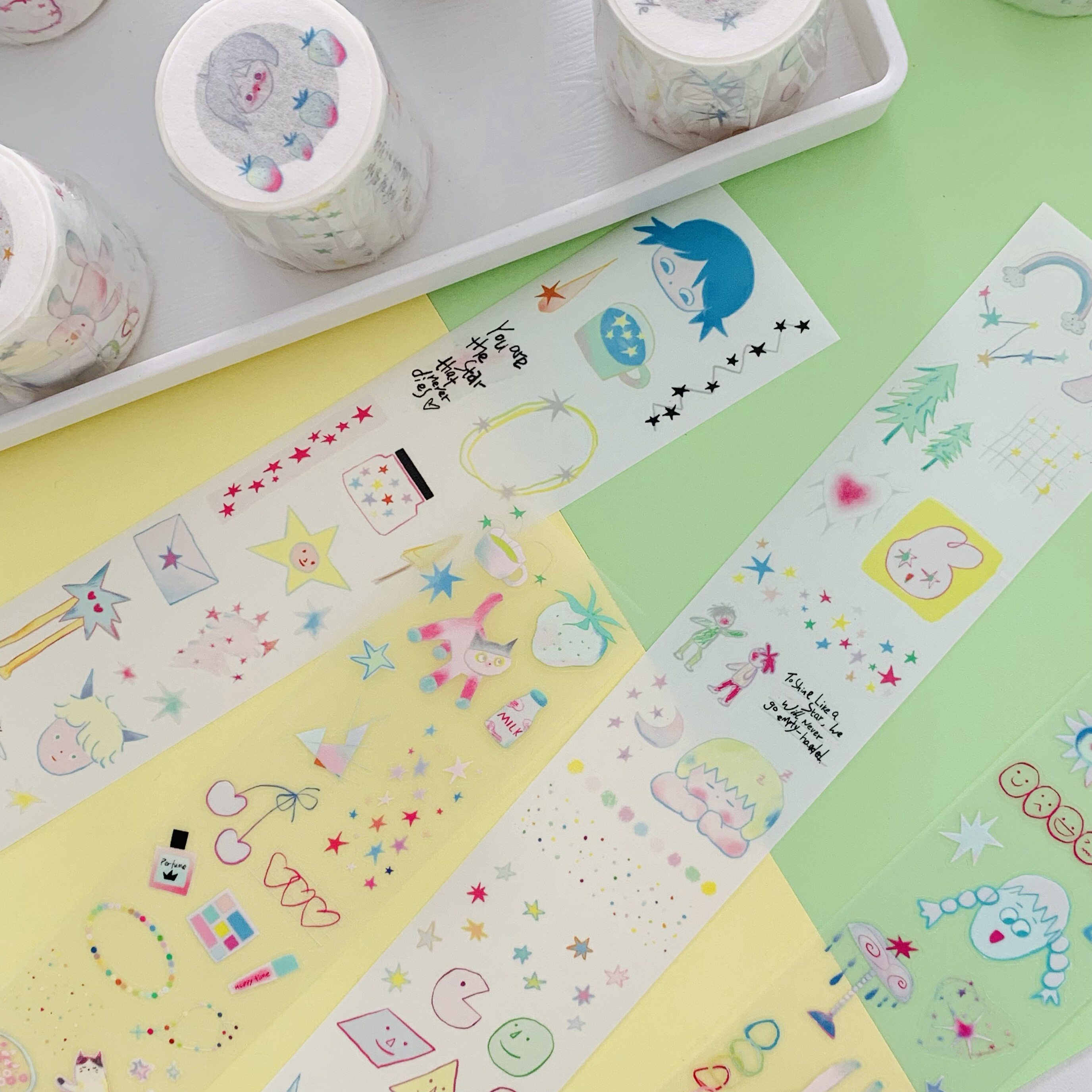 浮光分装 余白屿汀 模切胶带女孩和猫小相遇生活情绪手帐拼贴