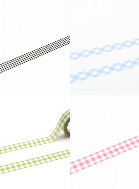 浮光 整卷/分装日本mt实用的黑色小格子盐系基础格纹斜纹手帐胶带