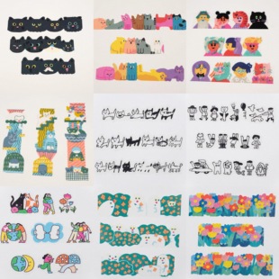 【分装】日本aiueo 异形搞怪彩色猫猫花朵头像小人 手帐胶带