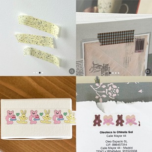 小熊小兔墨点方格基础款 imeanit 分装 手帐胶带 整卷