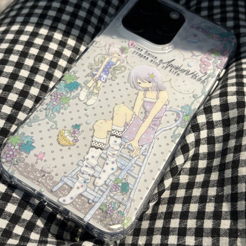 AnotherHillx章鱼草原创Grape Angel有挂绳孔侧边防撞双层手机壳