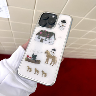 AnotherHill x Goldanna原创插画亚克力背板银色软边手机壳 ？表面有膜记得撕开