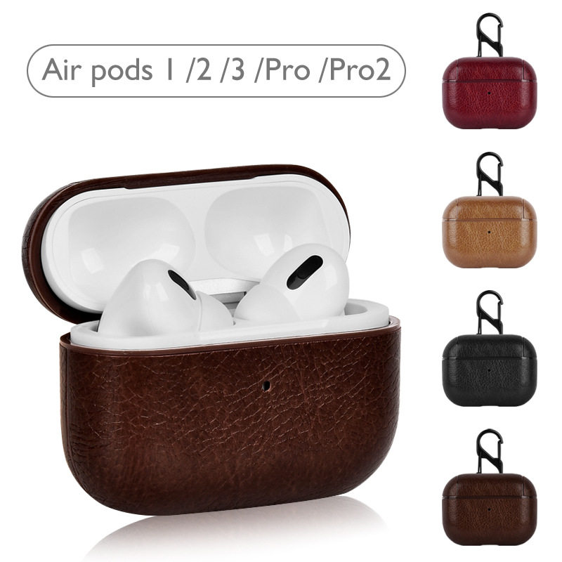 适用苹果Airpods保护套皮质2二代airpods Pro皮套3代蓝牙无线耳机盒子airpods1皮套防丢绳防尘贴in