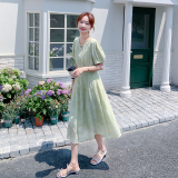 2025夏季新款时尚气质收腰显瘦碎花连衣裙女设计感小众长裙A字裙，女装连衣裙，浙宝268（原浙宝222）