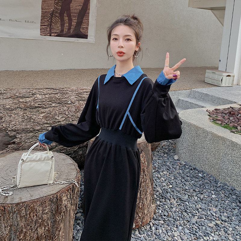 2023新款牛仔拼接显瘦气质连衣裙2358-P110-控168+,女装连衣裙,浙宝268（原浙宝222）