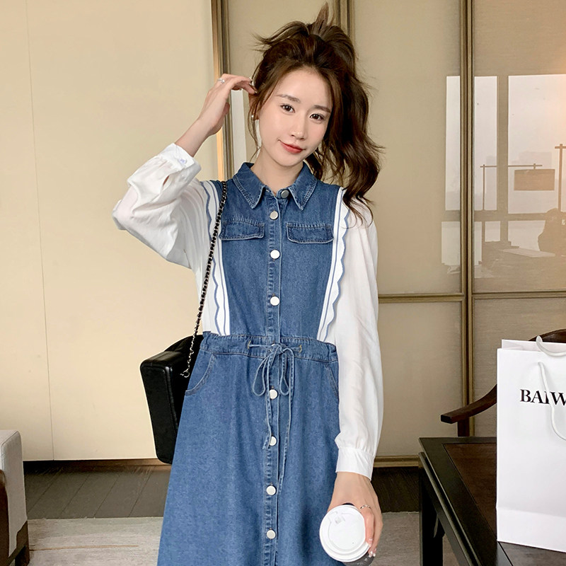 现货！2203新款牛仔拼接连衣裙2301-P120控178+，女装连衣裙，浙宝268（原浙宝222）