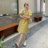 法式复古气质V领百搭连衣裙女2025夏季新款设计感淡人单排扣裙子，女装连衣裙，浙宝268（原浙宝222）
