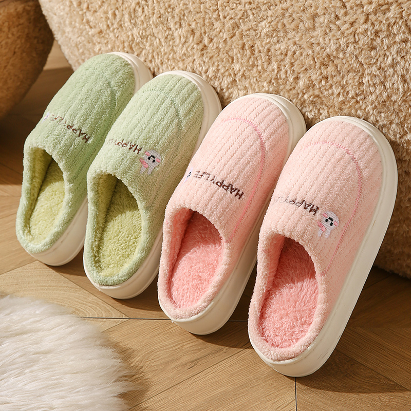 棉拖鞋女2025新款秋冬季室内家居家厚底加绒保暖防滑毛毛拖鞋男士