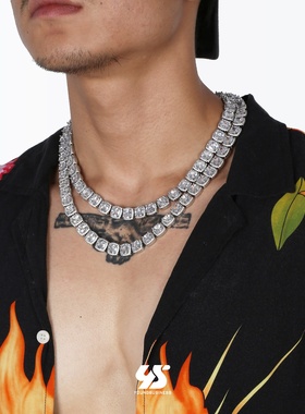 方糖全新实心镶嵌宝石项链现货