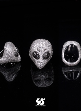 新款外星人戒指欧美手工镶嵌锆石