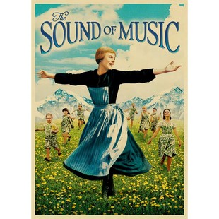 音乐之声海报 牛皮纸复古 装饰画 怀旧 外国老电影 无框画 画芯