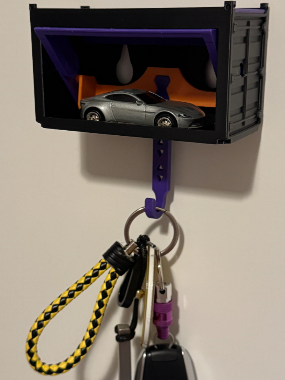 创意风火轮汽车车库钥匙收纳盒挂钩钥匙扣挂件车库车钥匙3打印