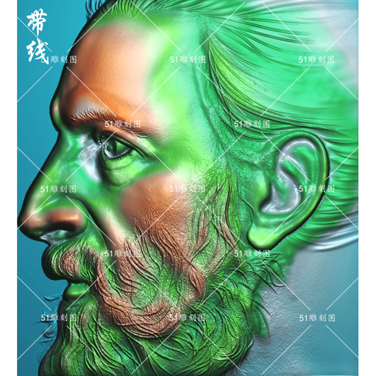 精雕图jdp灰度图bmp人物浮雕挂屏木雕石雕rwx-012外国人头像带线