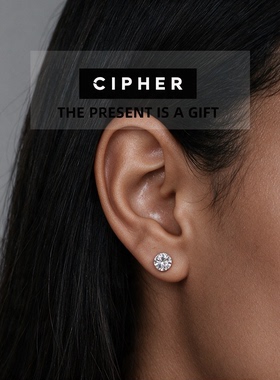 CIPHER简约纯银耳钉闪钻 潮流男女耳饰嘻哈时尚银色锆石diamond
