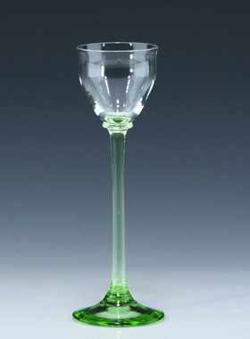 欧洲中古1910年前后德国玻璃新艺术风格口吹塑形绿色小酒杯