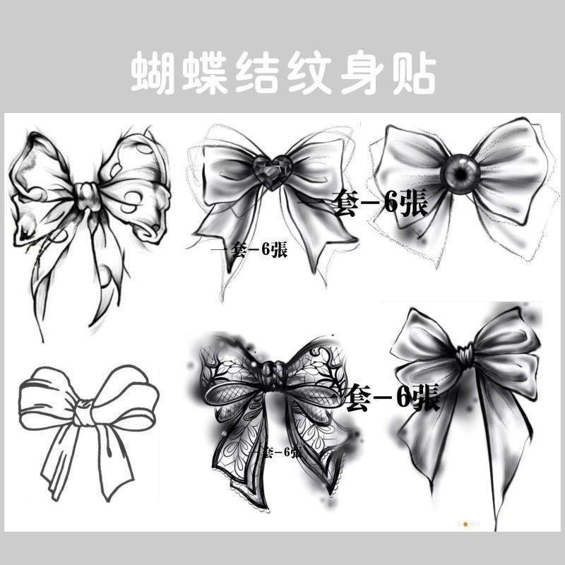 网红纹身贴 蝴蝶结腿环性感女防水不反光个性ins仿真大图ins