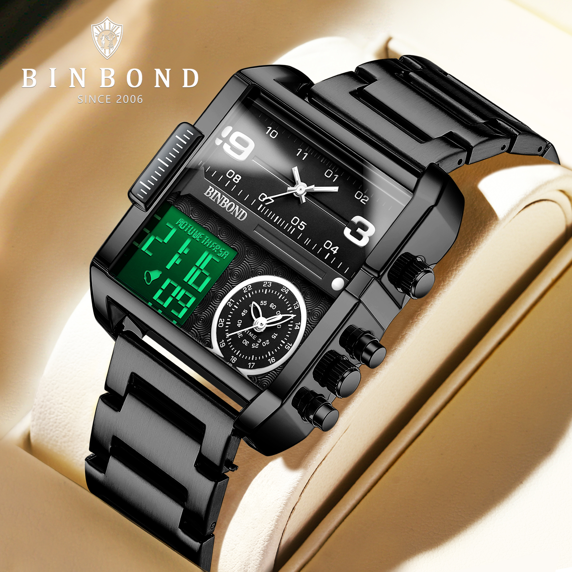 男防水商务多功能夜光日历电子表