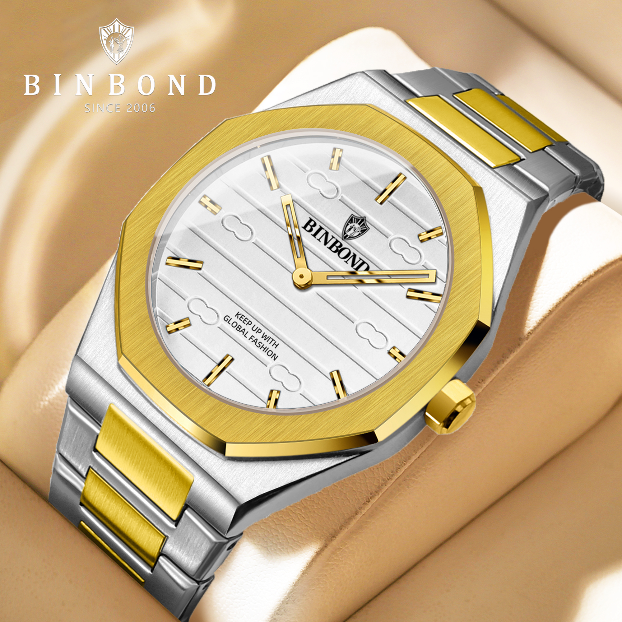 超薄商务金色钢带石英表