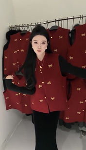 2025年冬季新中式国风双面羊毛马甲女新年款气质显瘦羊毛呢外套女