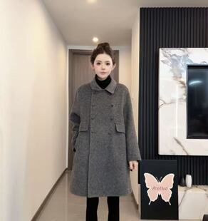 2026秋季新款复古双排扣气质双面羊毛大衣女中长款显瘦羊毛呢外套