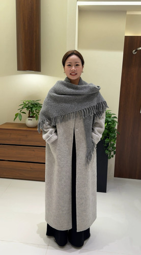 2026年秋季款流苏披肩双面羊毛大衣女中长款慵懒风显瘦羊毛呢外套