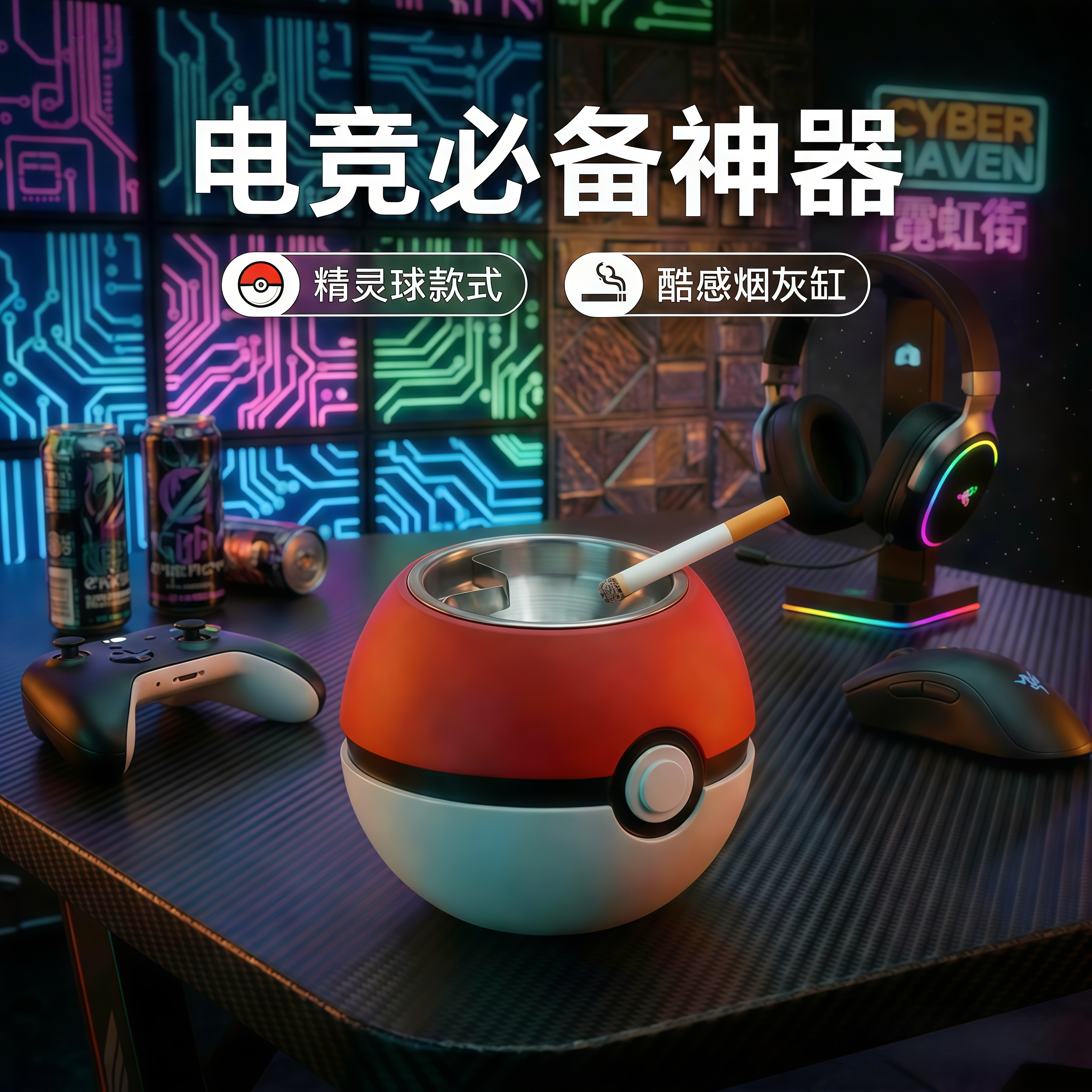 精灵球烟灰缸宠物小精灵