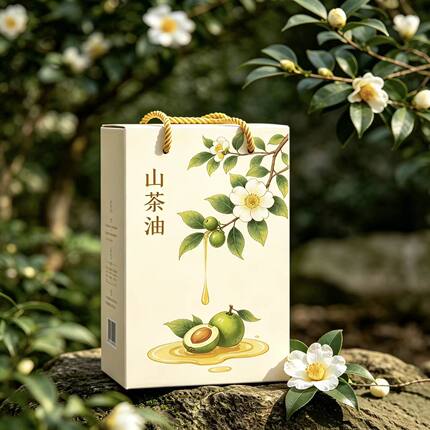 现货双支山茶油手提礼盒500ml750ml包装空盒食用油翻盖盒定制LOGO
