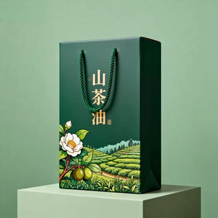 10个山茶油包装盒野生油茶籽油喜庆红色礼品盒茶油手提袋彩箱纸盒