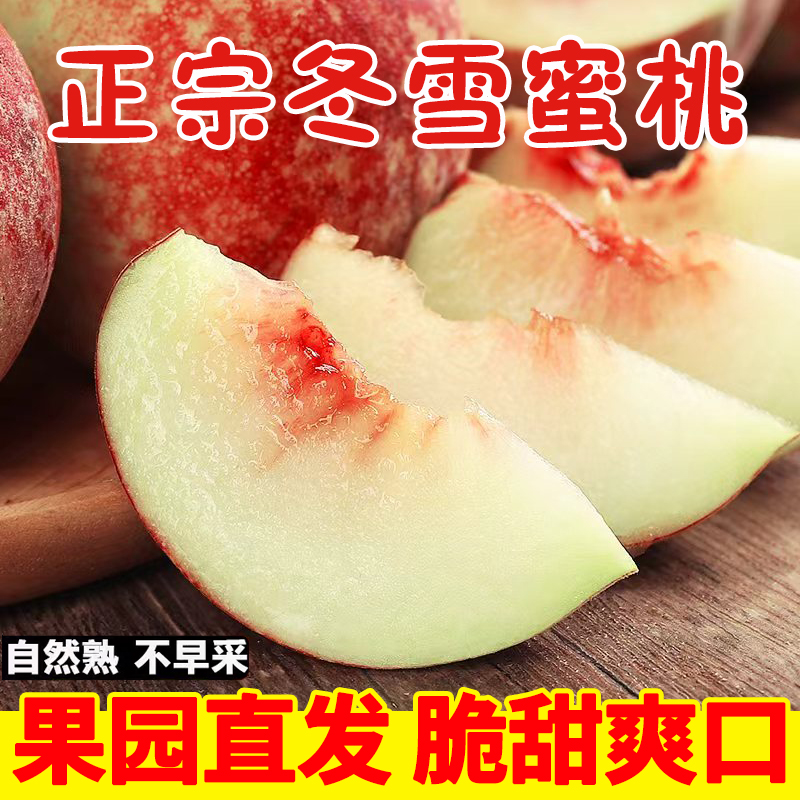 云南冬雪蜜桃当季冬桃脆甜果肉饱满香甜多汁水果脆甜桃子整箱包邮