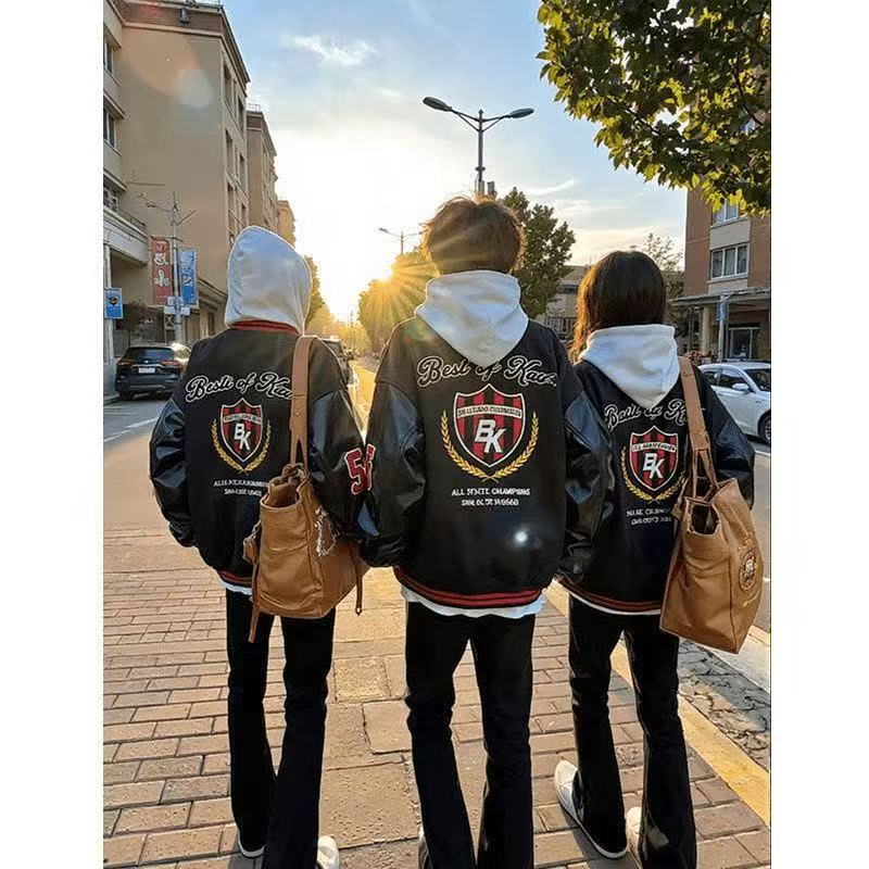 国潮高街徽章刺绣夹克男