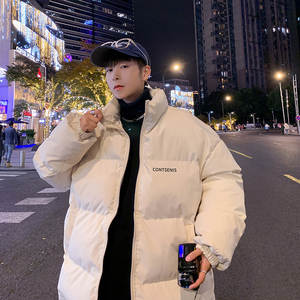 新款羽绒服男冬季加绒加厚简约休闲潮牌立领青少年港风面包服外套
