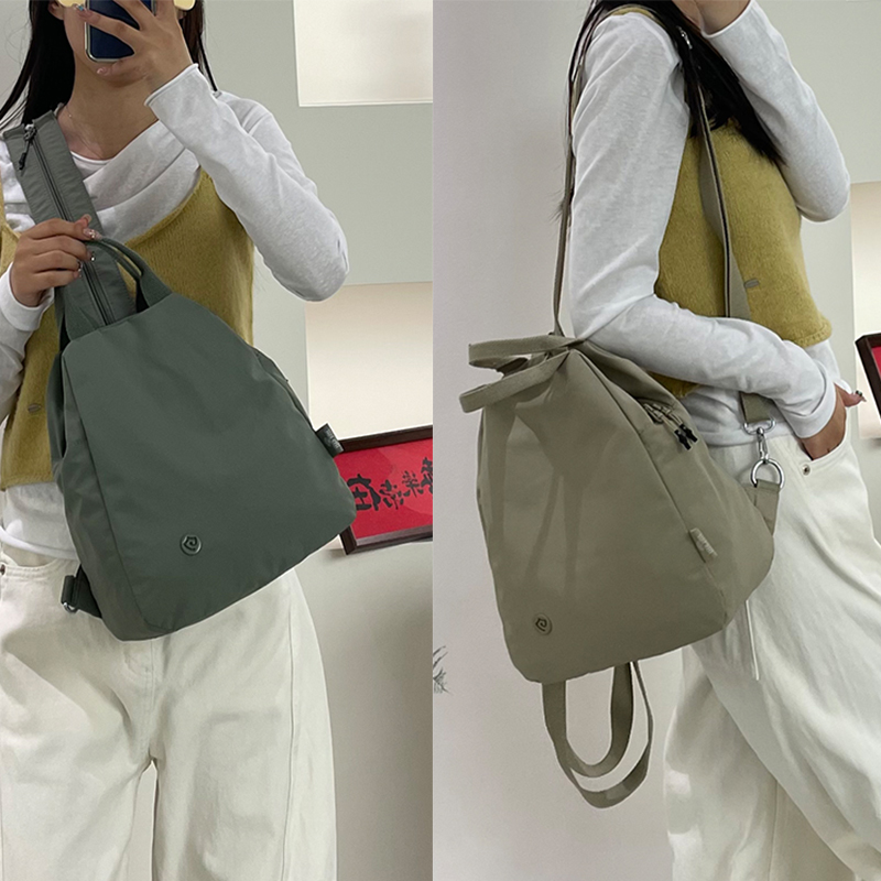 多功能双肩包旅游轻便背包手提包百搭慵懒风斜挎胸包尼龙布流浪包