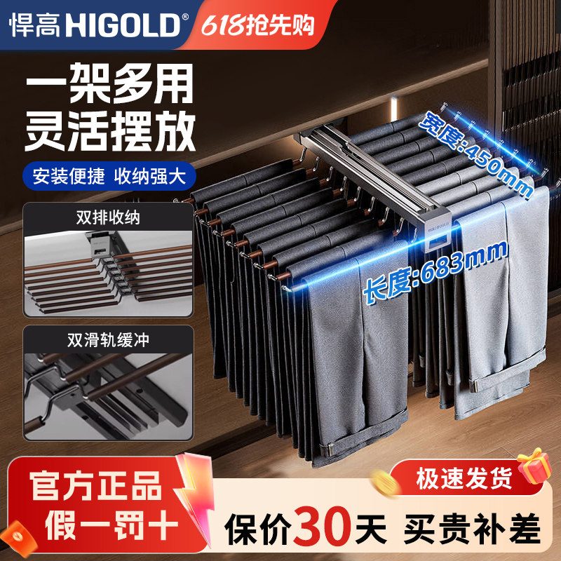 悍高衣柜顶装收纳裤架家用衣帽间伸缩抽屉拉篮推拉式衣橱五金配件图片