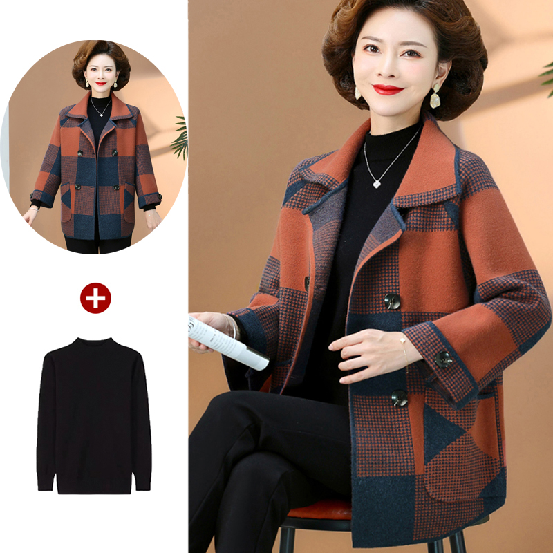 妈妈春秋外套女大码针织开衫大衣