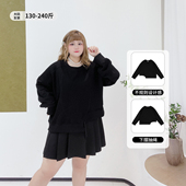 秋季 韩系休闲风不规则遮肉上衣胖莹莹大码 女装 小个子抽绳显瘦卫衣