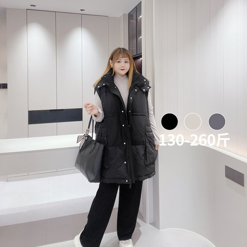 收腰连帽棉服马甲休闲百搭遮肉