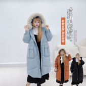 冬季 胖仙女莹莹大码 女装 胖mm韩连帽保暖宽松收腰显瘦大毛领羽绒服