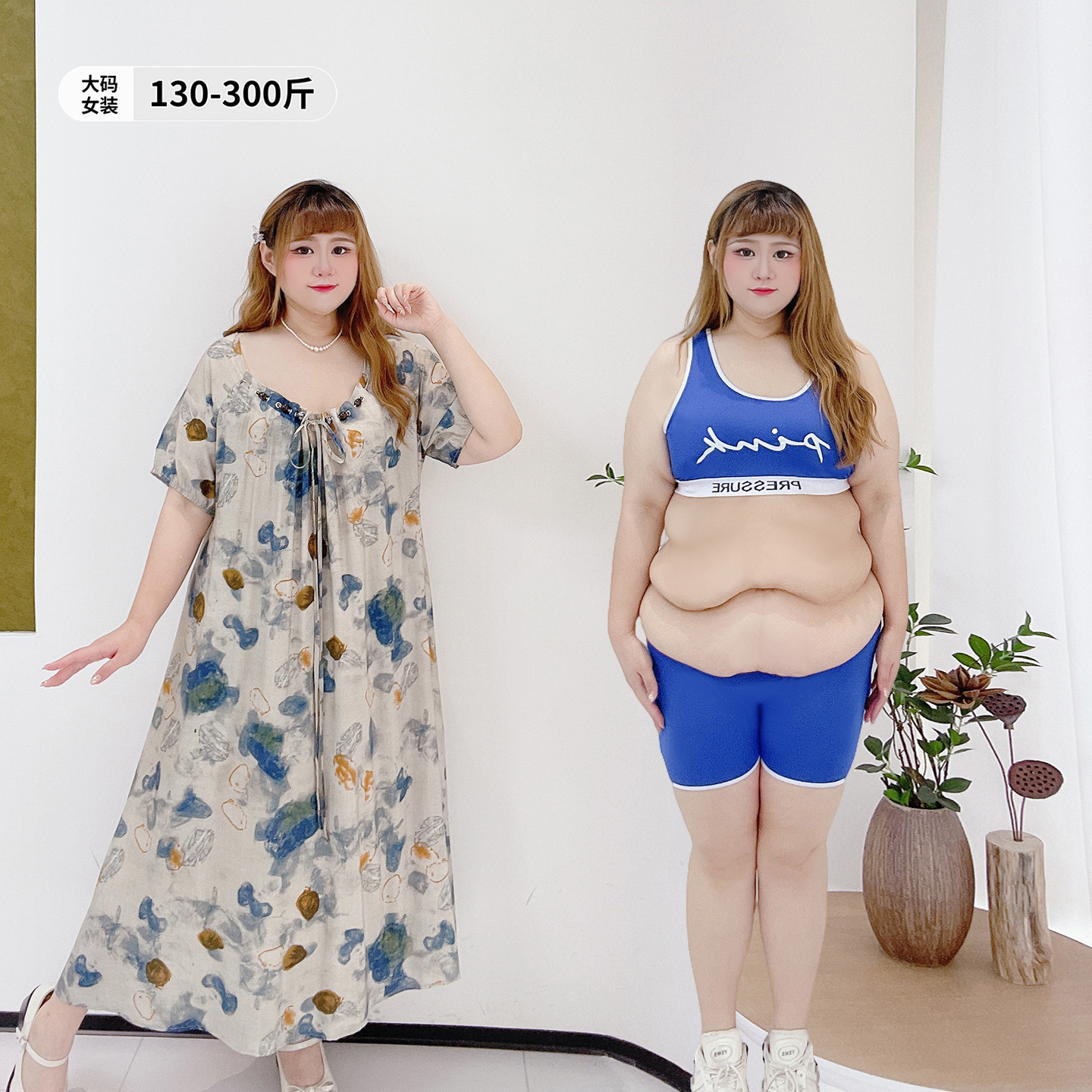 甜美风宽松遮肉慵懒风印花连衣裙