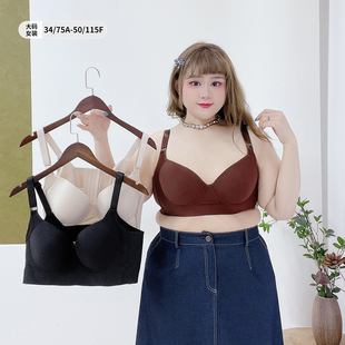 光面无痕聚拢内衣胖仙女莹莹大码 胖mm大胸显小有钢圈性感文胸 女装