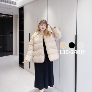 胖mm宽松保暖加厚外套 胖妹冬韩版 胸围150棉服胖仙女莹莹大码 女装