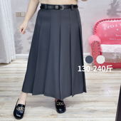 胖仙女莹莹大码 通勤百褶裙子百搭高腰半身裙 遮肉长款 女装 胖MM秋季