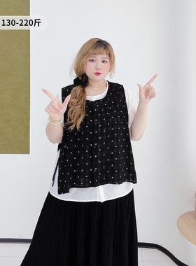 200斤休闲风设计感假两件套装