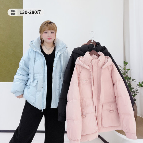 韩系休闲风时尚多巴胺连帽羽绒服