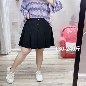 胖仙女莹莹大码女装胖妹A字百褶半身裙甜辣风胖mm高腰显瘦短裙子