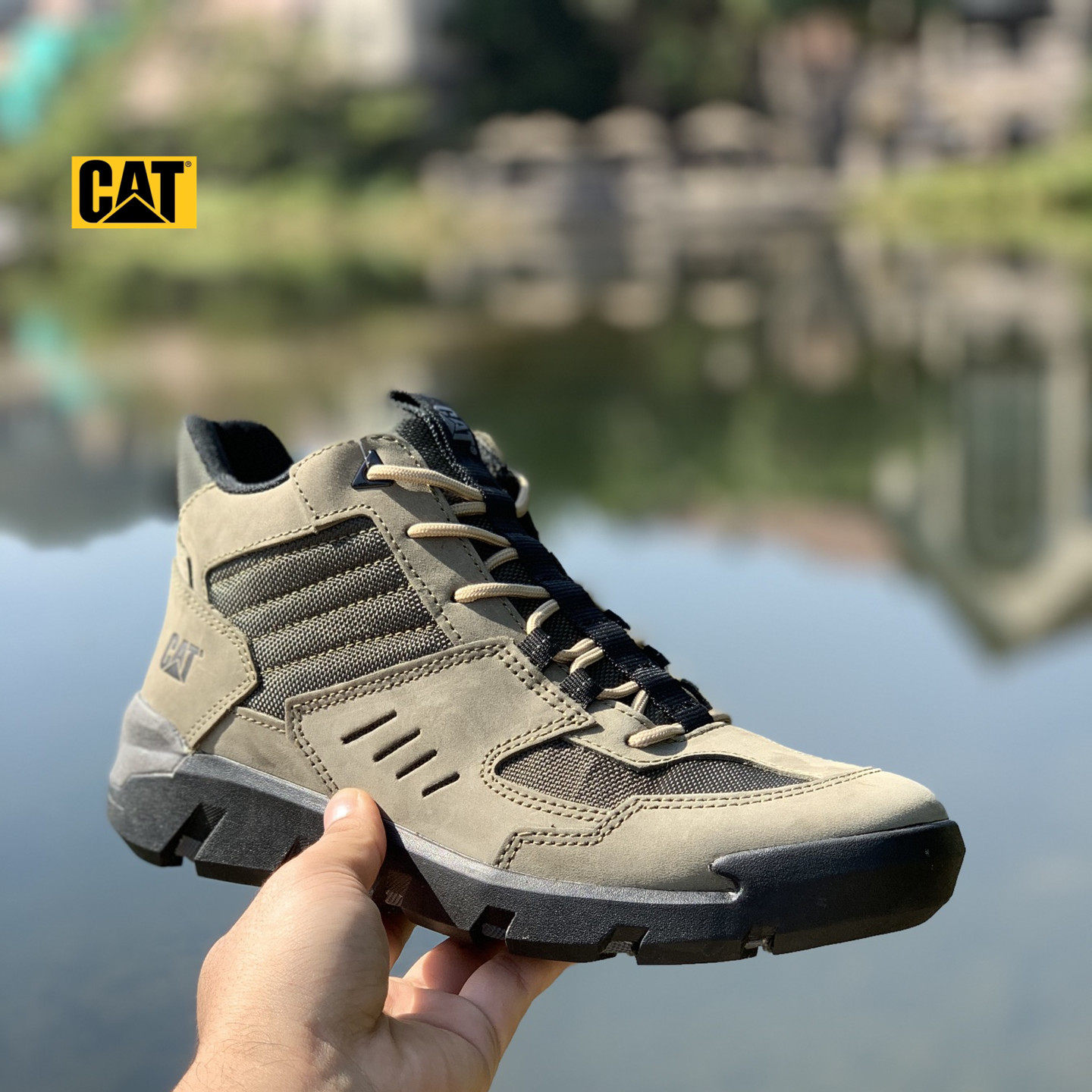 CAT卡特真皮男鞋新款中帮休闲鞋