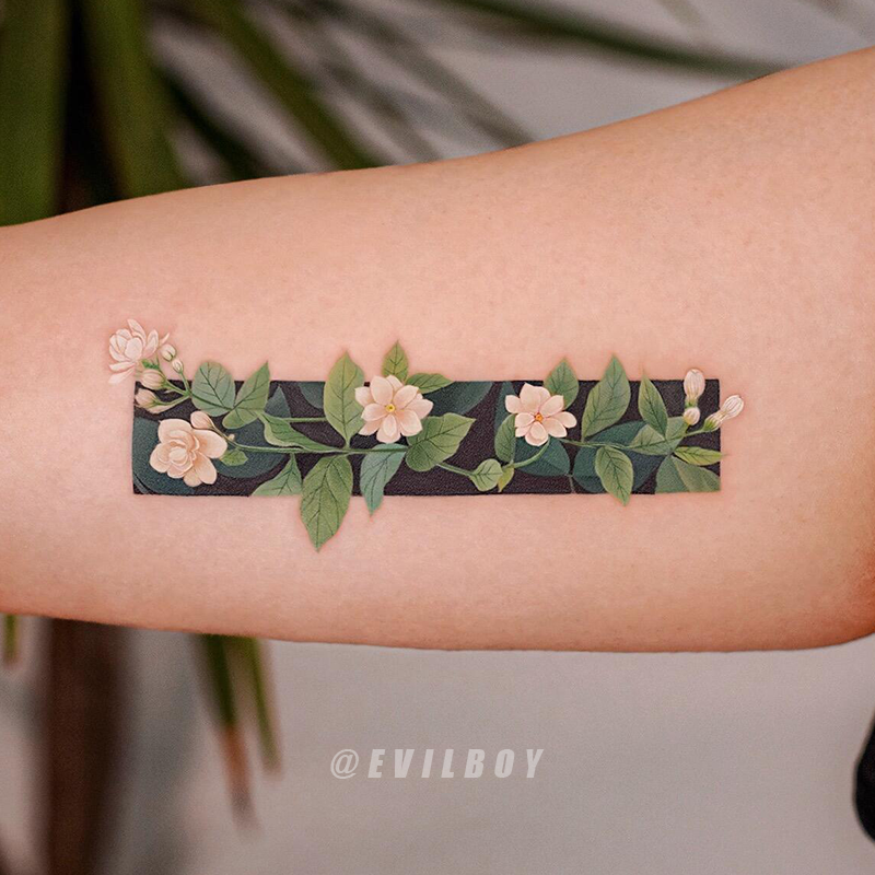 实用遮疤茉莉花装饰纹身贴清新甜酷女生手臂持久高级感可水洗贴纸,家居饰品,其他贴饰,淘宝优惠券,粉丝福利购,淘宝优惠卷