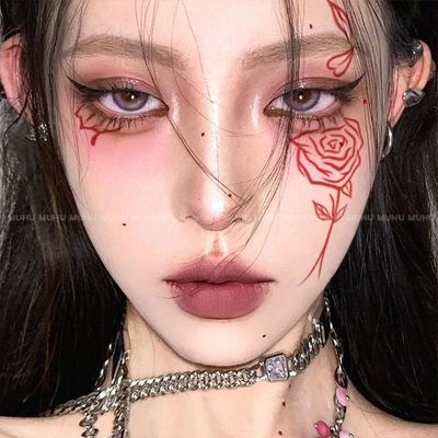 ins万圣节爆款玫瑰花园脸贴唯美cos小众高颜值一次性纹身贴纸遮疤